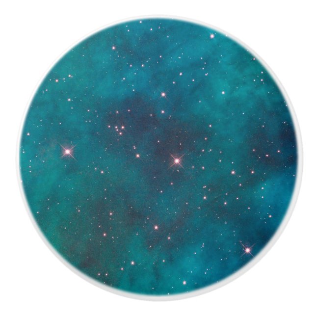 Pomo De Cerámica Turquoise Nebula Sparkling Stars Ceramic Pull (Anverso)