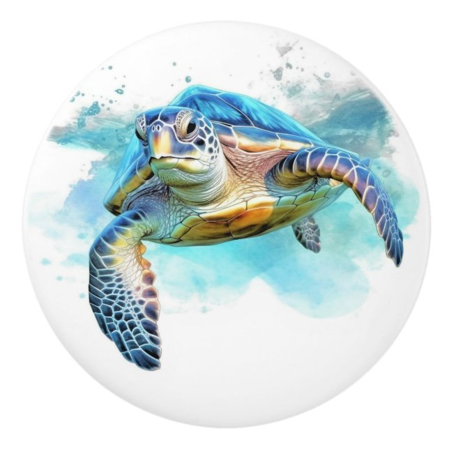 Pomo De Cerámica Turtle Beach Nautical Drawobs (Anverso)