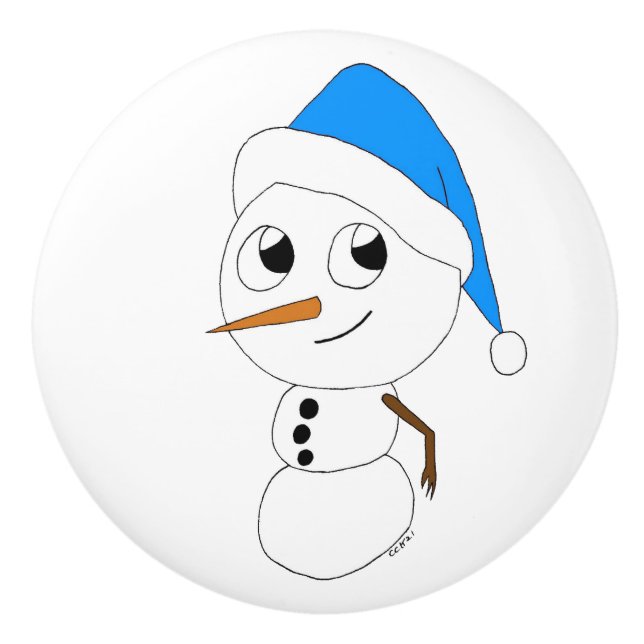 Pomo De Cerámica un chibi snowman (Anverso)