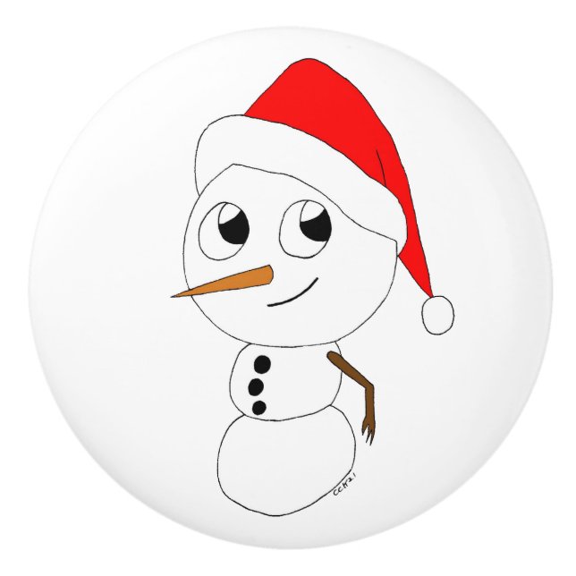 Pomo De Cerámica un chibi snowman (Anverso)