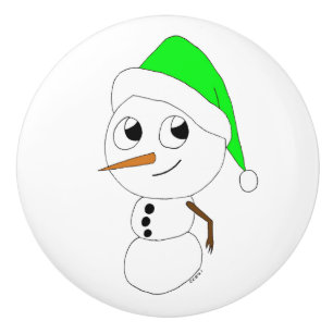 Pomo De Cerámica un chibi snowman