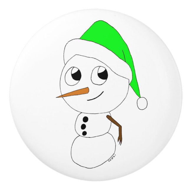 Pomo De Cerámica un chibi snowman (Anverso)