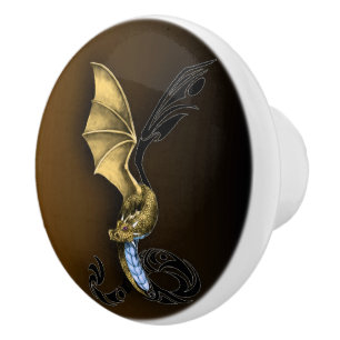 Pomo De Cerámica Un dragón del oro