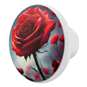 Pomo De Cerámica "Un stem en flor: El Rosa de rubí"