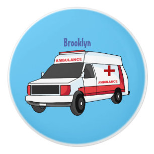 Pomo De Cerámica Una ambulancia roja curada van personalizado