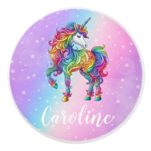 Pomo De Cerámica Unicornio mágico colorido (Anverso)