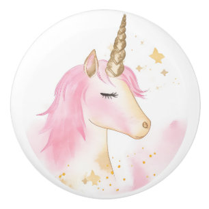 Pomo De Cerámica Unicornio rosa lindo, muebles para niños, dormitor