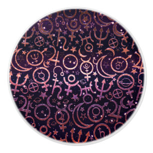Pomo De Cerámica Universo Espacial Planetario Brillante Morado