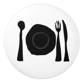 Pomo De Cerámica Utensilios de cocina en blanco y negro