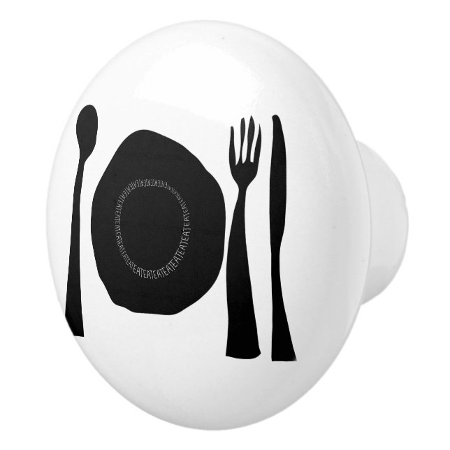 Pomo De Cerámica Utensilios de cocina en blanco y negro (Derecha)