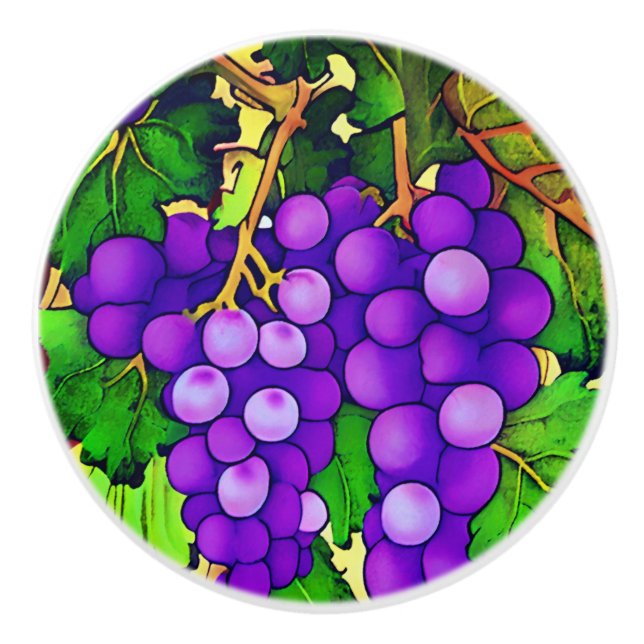 Pomo De Cerámica Uvas moradas en la uva (Anverso)
