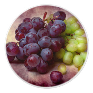 Pomo De Cerámica Uvas Rojas Y Verdes