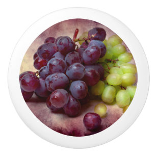 Pomo De Cerámica Uvas Rojas Y Verdes