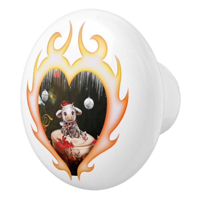 Pomo De Cerámica Vaca de navidades pequeños (Derecha)