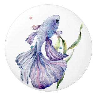 POMO DE CERÁMICA VACACIONES COSTERAS DE PESCADO TROPICAL AZUL DE CO