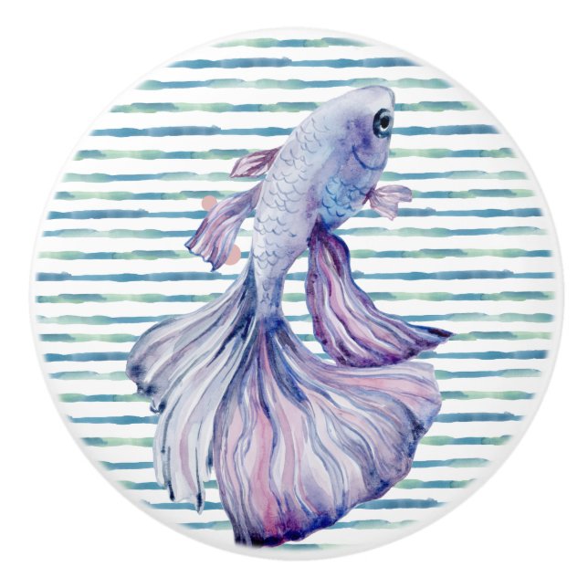 POMO DE CERÁMICA VACACIONES DE PLAYA DE PESCADO TROPICAL AZUL DE CO (Anverso)