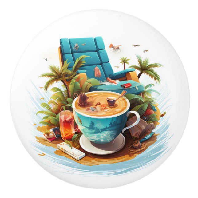 Pomo De Cerámica Vacaciones en la playa (Anverso)