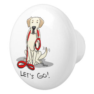 Pomo De Cerámica ¡Vamos! Labrador amarillo recuperador - Perro lind