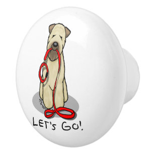 Pomo De Cerámica ¡Vamos! Walk Wheaten Terrier Dog (trigo 1b2)