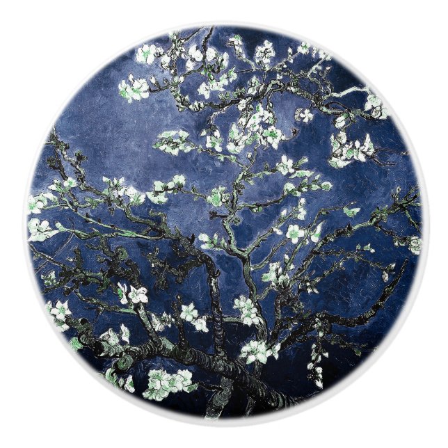 Pomo De Cerámica Van Gogh Almond Blossoms Midnight Blue (Anverso)