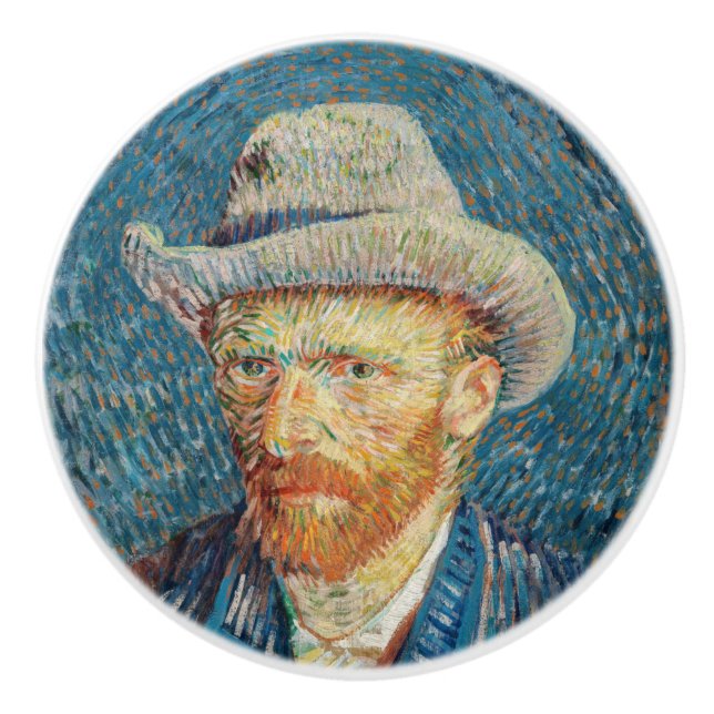 Pomo De Cerámica Van Gogh - Retrato propio con un Gorra de Grey Fel (Anverso)