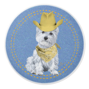 Pomo De Cerámica Vaquero Westie