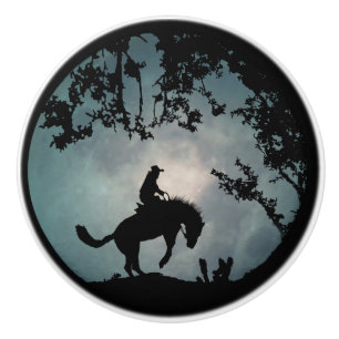 Pomo De Cerámica Vaquero y caballo balbuceador de decoración lunar