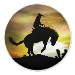 Pomo De Cerámica Vaqueros y motos de caballo