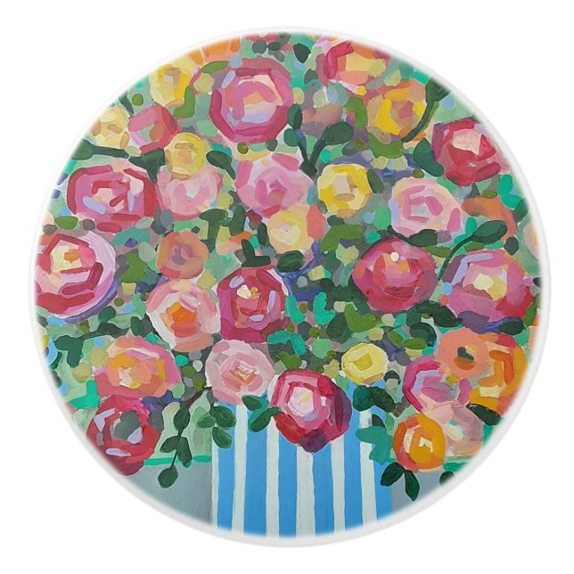 Pomo De Cerámica Vase de rosas Extracción cerámica (Anverso)