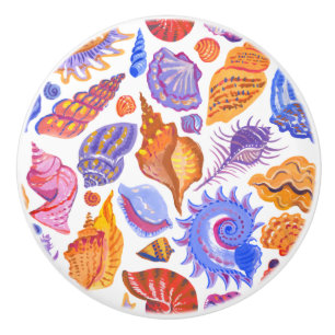 Pomo De Cerámica Vegetación tropical brillante, patrón dibujado a m