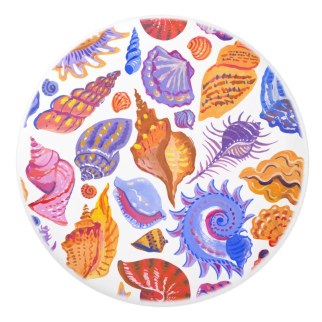 Pomo De Cerámica Vegetación tropical brillante, patrón dibujado a m (Anverso)