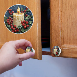 Pomo De Cerámica Vela de Navidades blancos