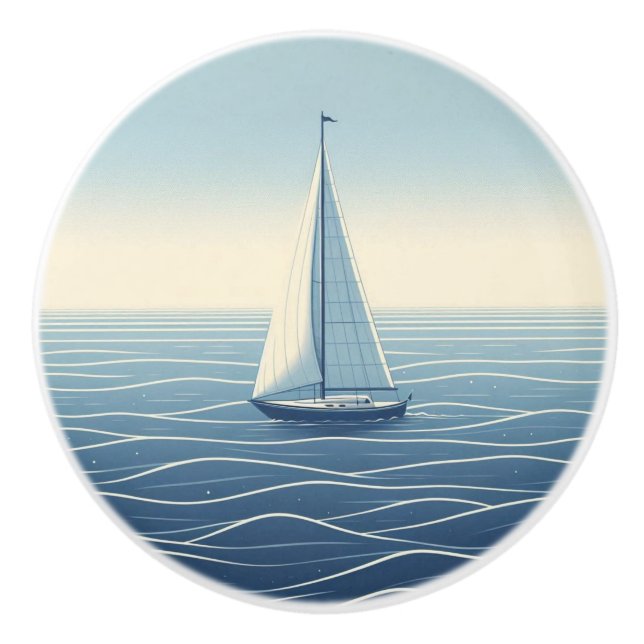 Pomo De Cerámica Velero en alta mar (Anverso)
