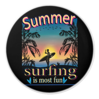 Pomo De Cerámica Verano - El Surf Es Lo Más Divertido