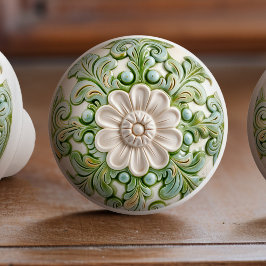 Pomo De Cerámica Verdant Blossom Elegance Ceramic Knob Pull