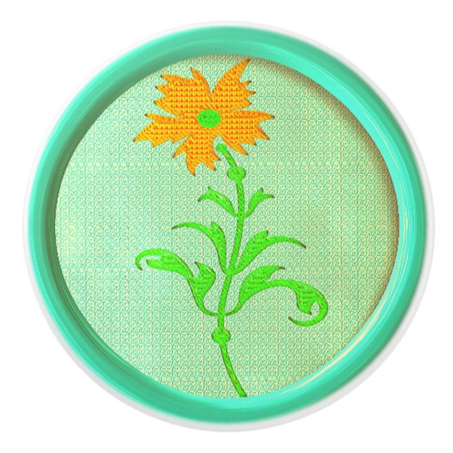 Pomo De Cerámica Verde del botón de coser de flores de cosecha (Anverso)