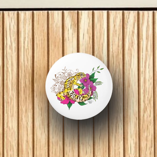 Pomo De Cerámica Verde Gecko Amarillo Leopardo (Subido por el creador)