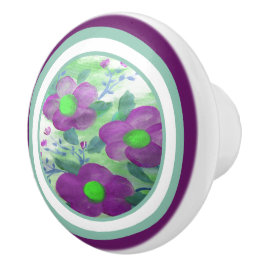 Pomo De Cerámica Verde Púrpura Y Lime