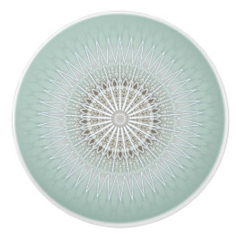 Pomo De Cerámica Verde Salvia Mandala Geométrico Moderno