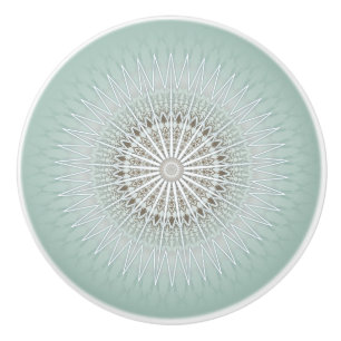 Pomo De Cerámica Verde Salvia Mandala Geométrico Moderno