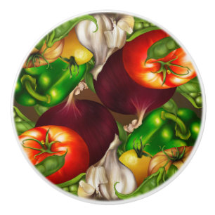 Pomo De Cerámica Verduras y hierbas Comida fresca natural orgánica