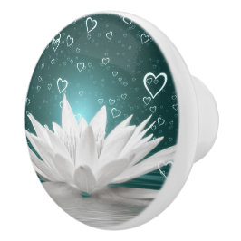 Pomo De Cerámica Vestidor de corazón de Lily Lotus, de agua blanca