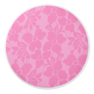 Pomo De Cerámica Vestidor de Lingerie Floral de encaje rosa Lacy Fl