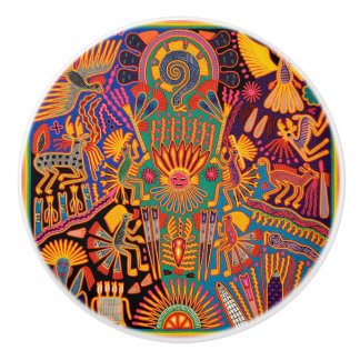 Pomo De Cerámica Viaje tribal maya mexicano de Boho del arte de