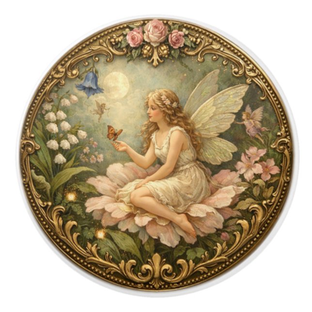 Pomo De Cerámica Victorian Fairy Floral Knob  (Anverso)
