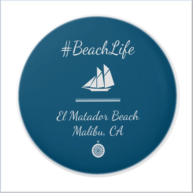 Pomo De Cerámica Vida Náutica en la Playa del Personalizable Azul (Subido por el creador)