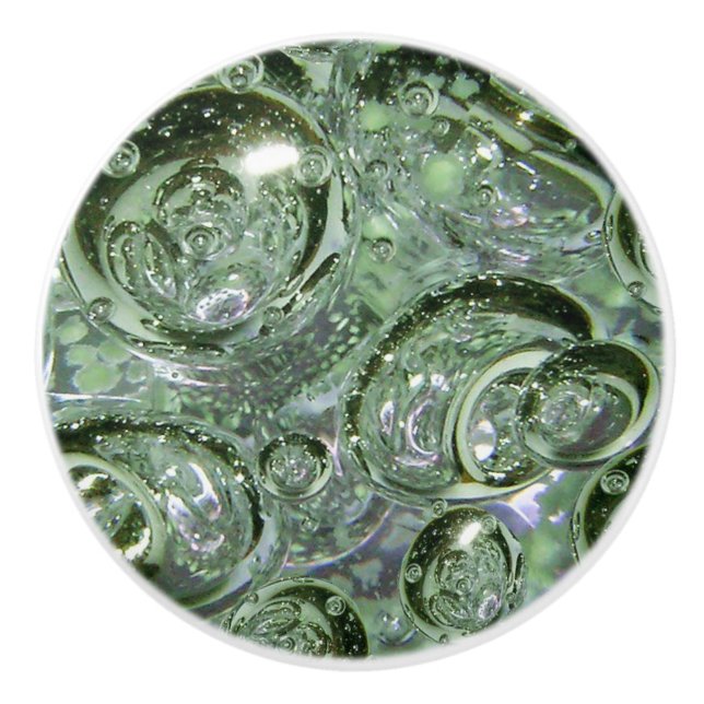Pomo De Cerámica Vidrio de burbuja verde (Anverso)