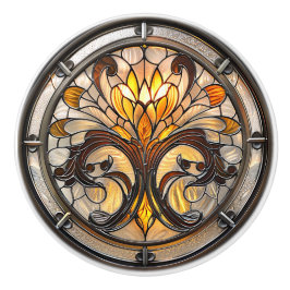 Pomo De Cerámica Vidrio manchado Amber Marrón blanco Art Deco