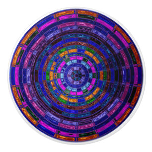 Pomo De Cerámica Vidrio Rojizo Mosaico Abstracto #9