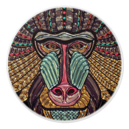 Pomo De Cerámica Vidrio tendido pinta de babuino arte animal africa